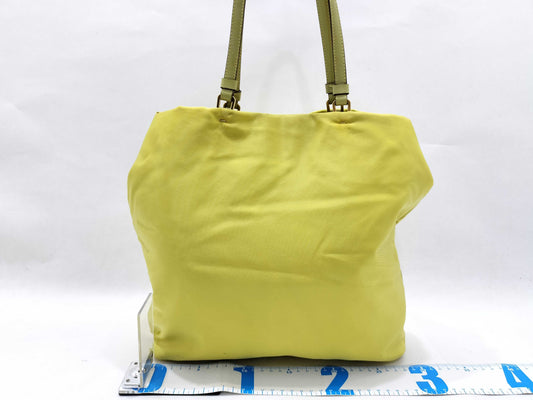 PRADA Nylon Prada Handbag Tote Bag Nylon Leather Yellow Handbag