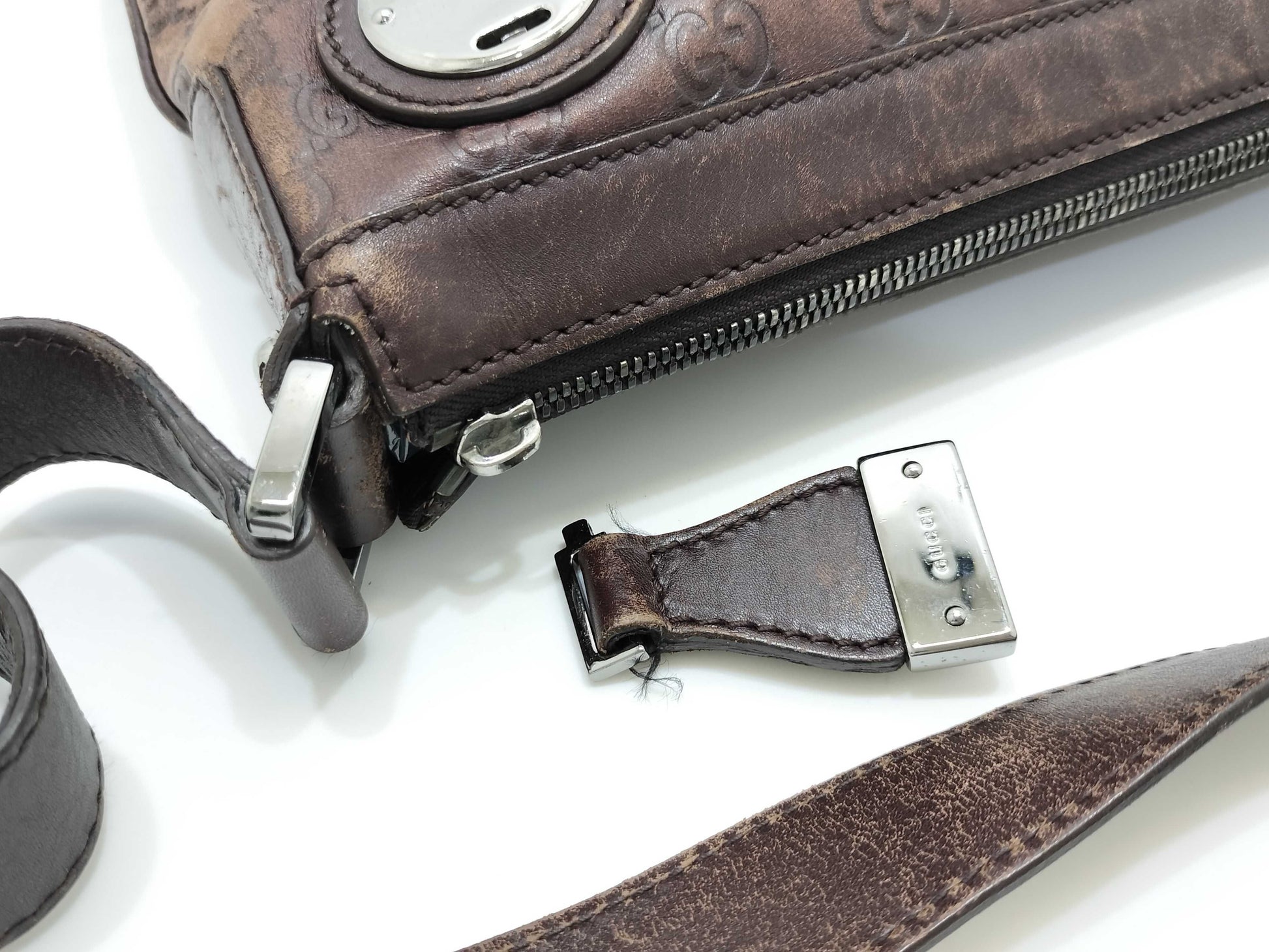 GUCCI Guccissima Shoulder Bag 148476, Brown Leather, Shima Shoulder Bag