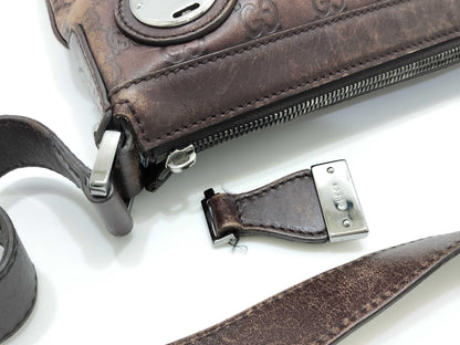 GUCCI Guccissima Shoulder Bag 148476, Brown Leather, Shima Shoulder Bag