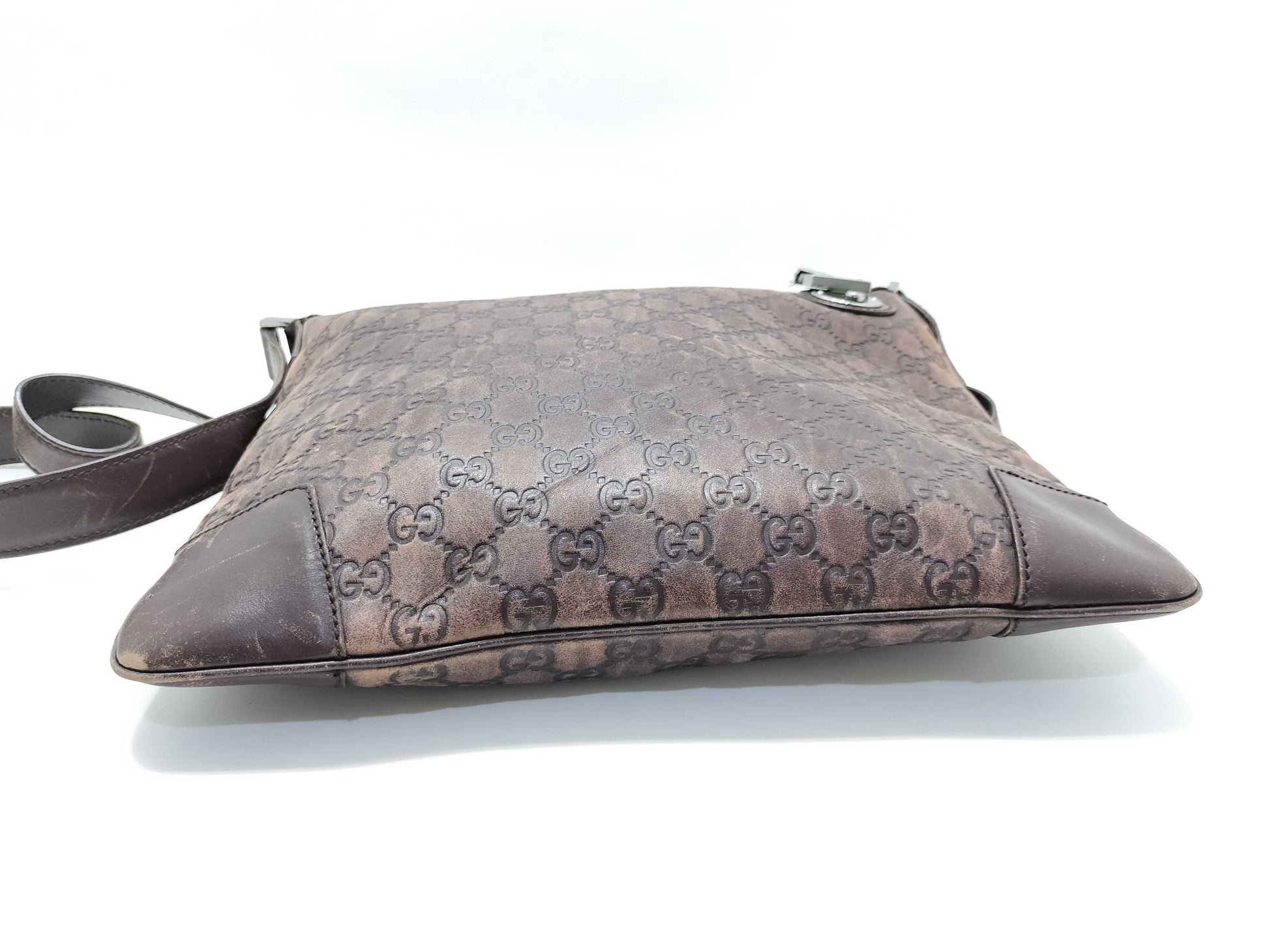 GUCCI Guccissima Shoulder Bag 148476, Brown Leather, Shima Shoulder Bag