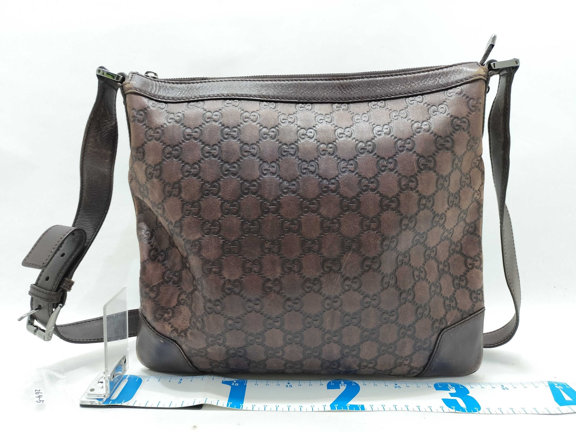 GUCCI Guccissima Shoulder Bag 148476, Brown Leather, Shima Shoulder Bag