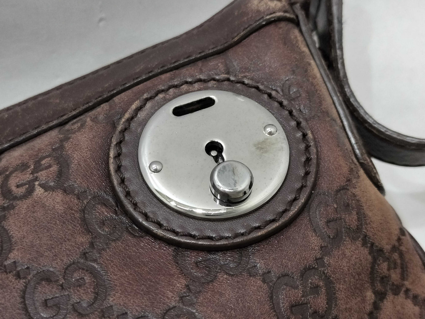 GUCCI Guccissima Shoulder Bag 148476, Brown Leather, Shima Shoulder Bag