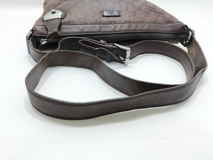 GUCCI Guccissima Shoulder Bag 148476, Brown Leather, Shima Shoulder Bag