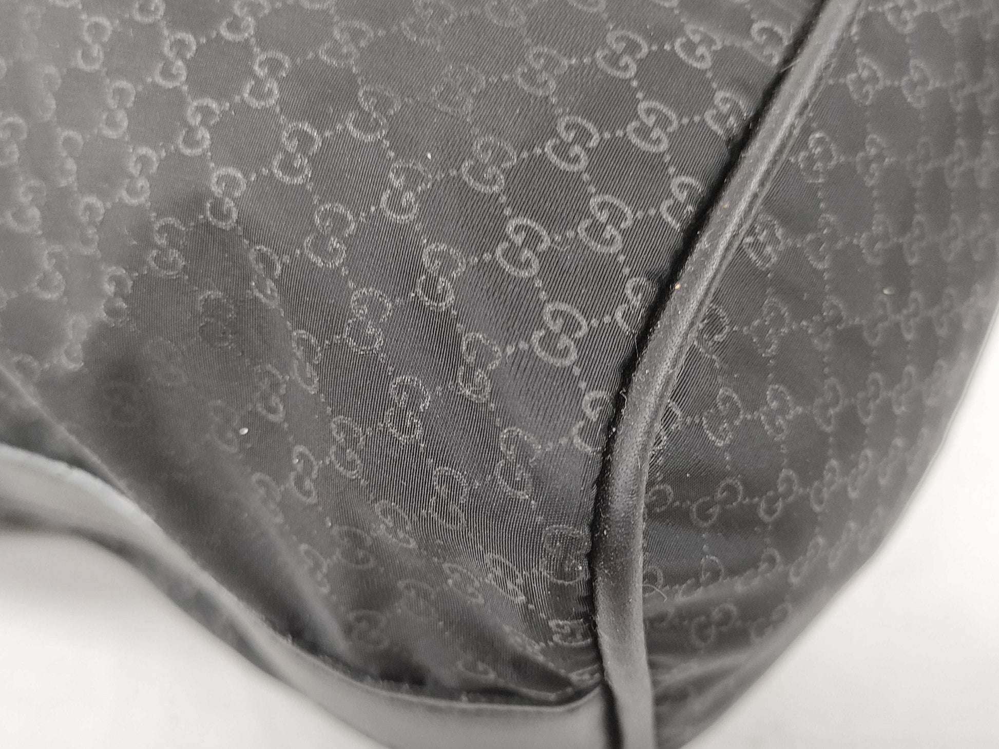 GUCCI 039 1147 Mini Bag Handbag Micro GG Nylon Leather Black Pouch
