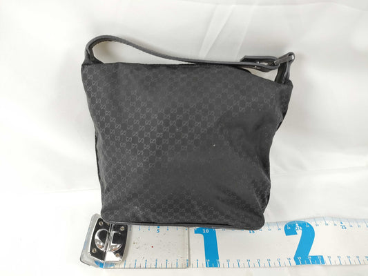 GUCCI 039 1147 Mini Bag Handbag Micro GG Nylon Leather Black Pouch