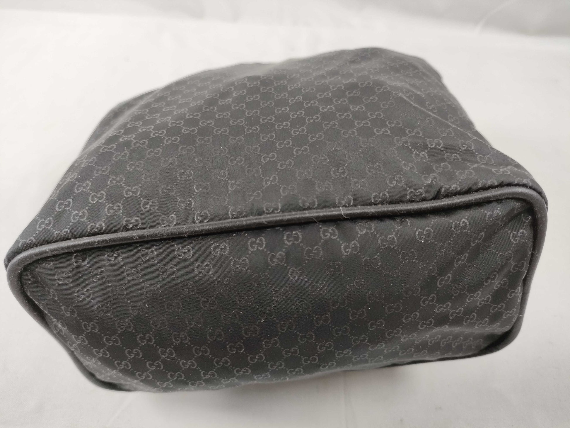 GUCCI 039 1147 Mini Bag Handbag Micro GG Nylon Leather Black Pouch