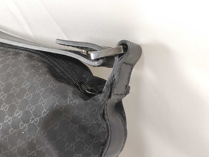 GUCCI 039 1147 Mini Bag Handbag Micro GG Nylon Leather Black Pouch