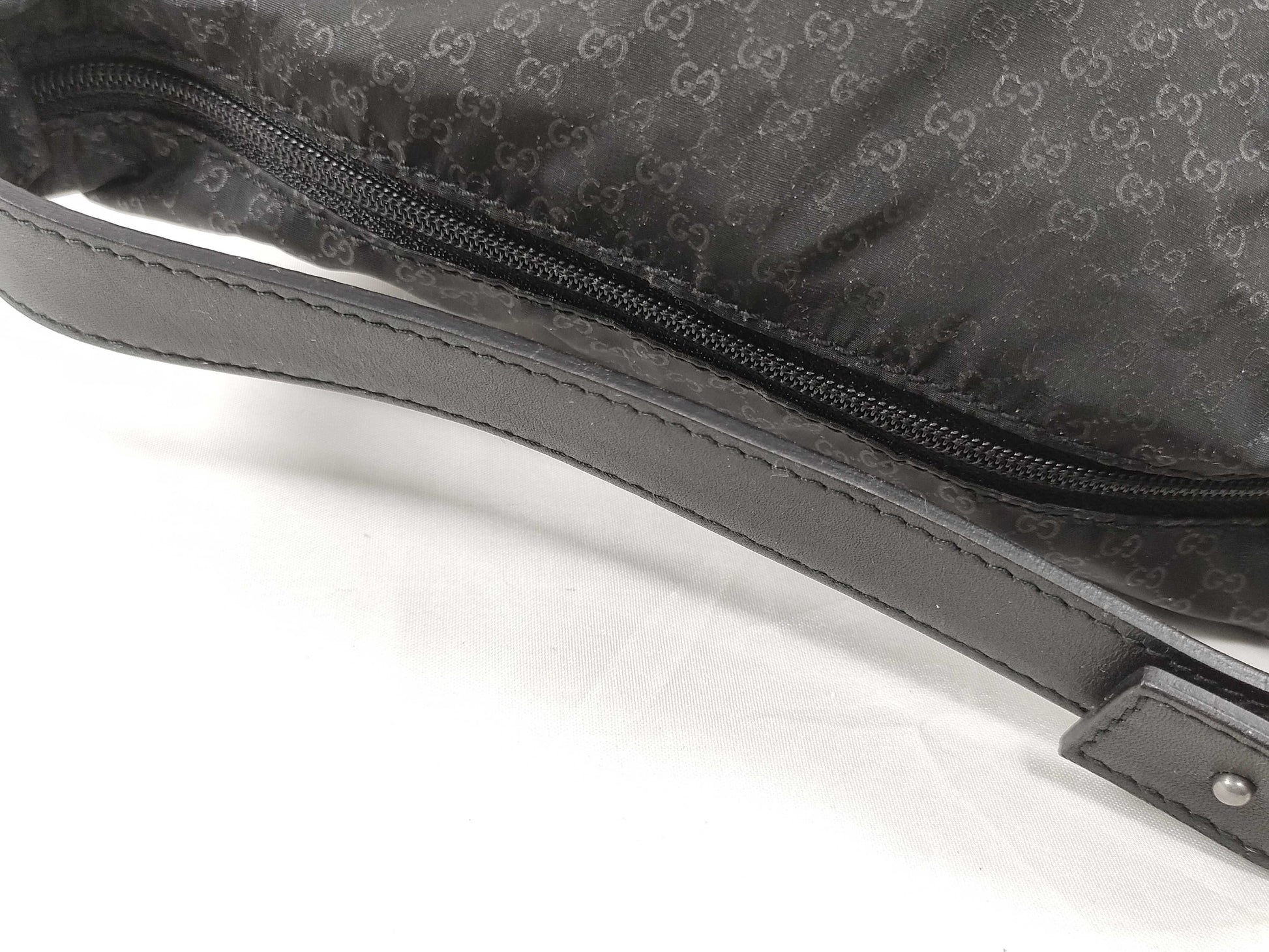GUCCI 039 1147 Mini Bag Handbag Micro GG Nylon Leather Black Pouch