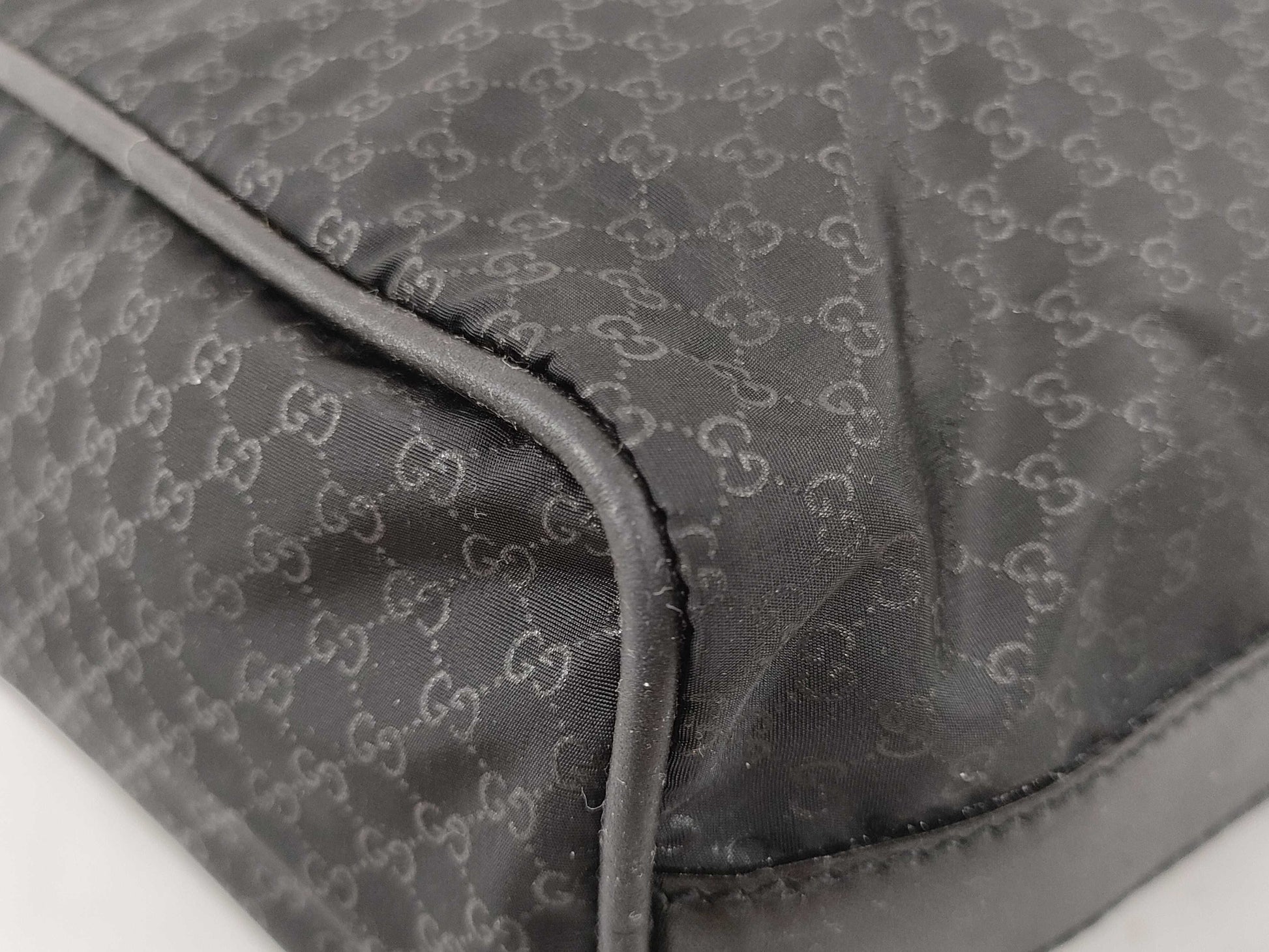 GUCCI 039 1147 Mini Bag Handbag Micro GG Nylon Leather Black Pouch