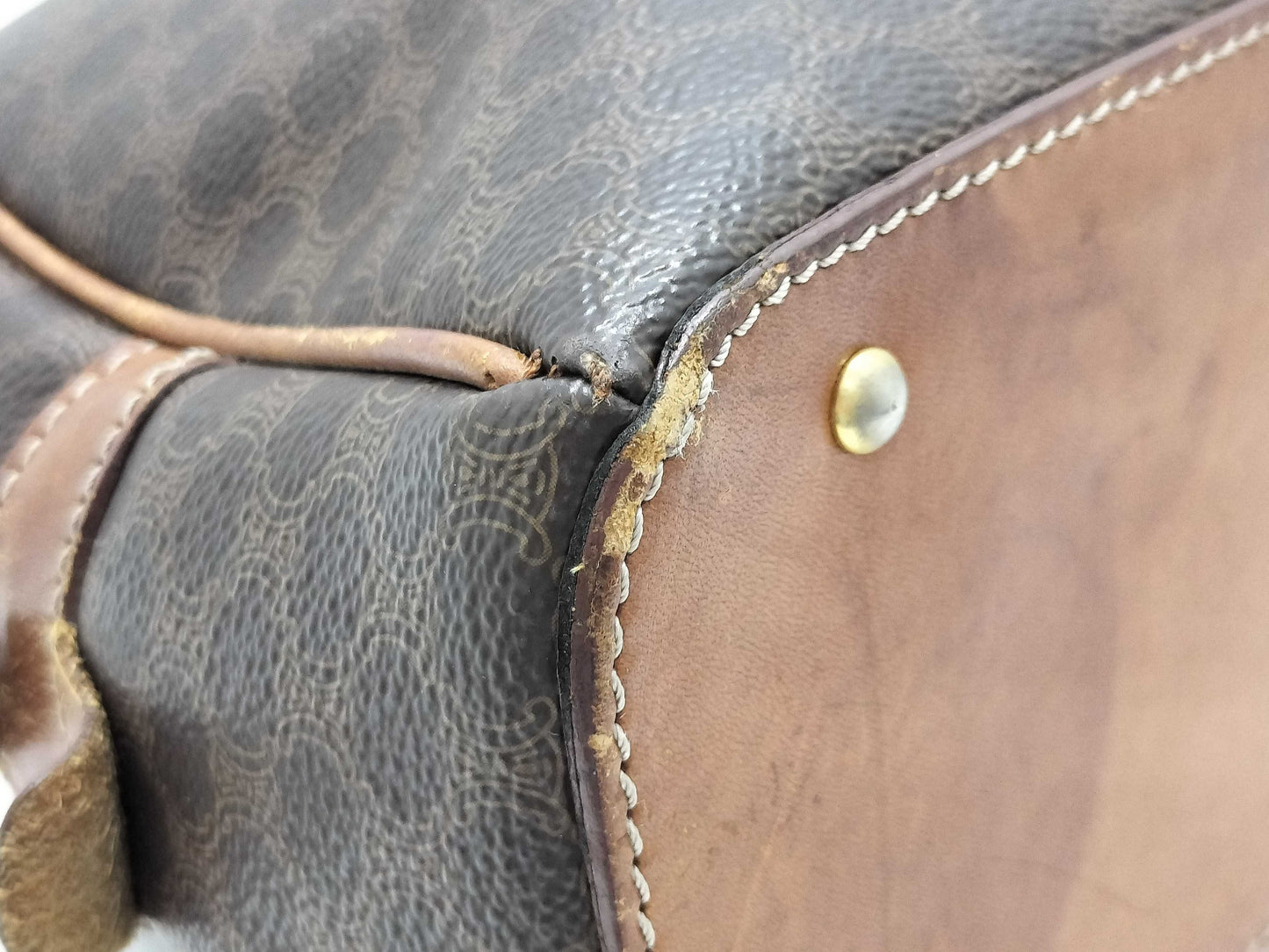CELINE M93 Macadam Handbag, Brown PVC