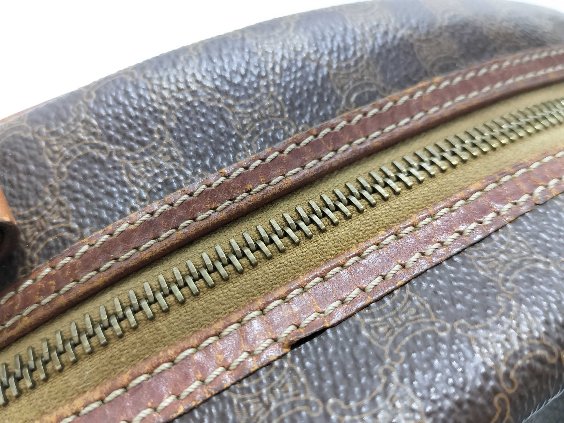 CELINE M93 Macadam Handbag, Brown PVC