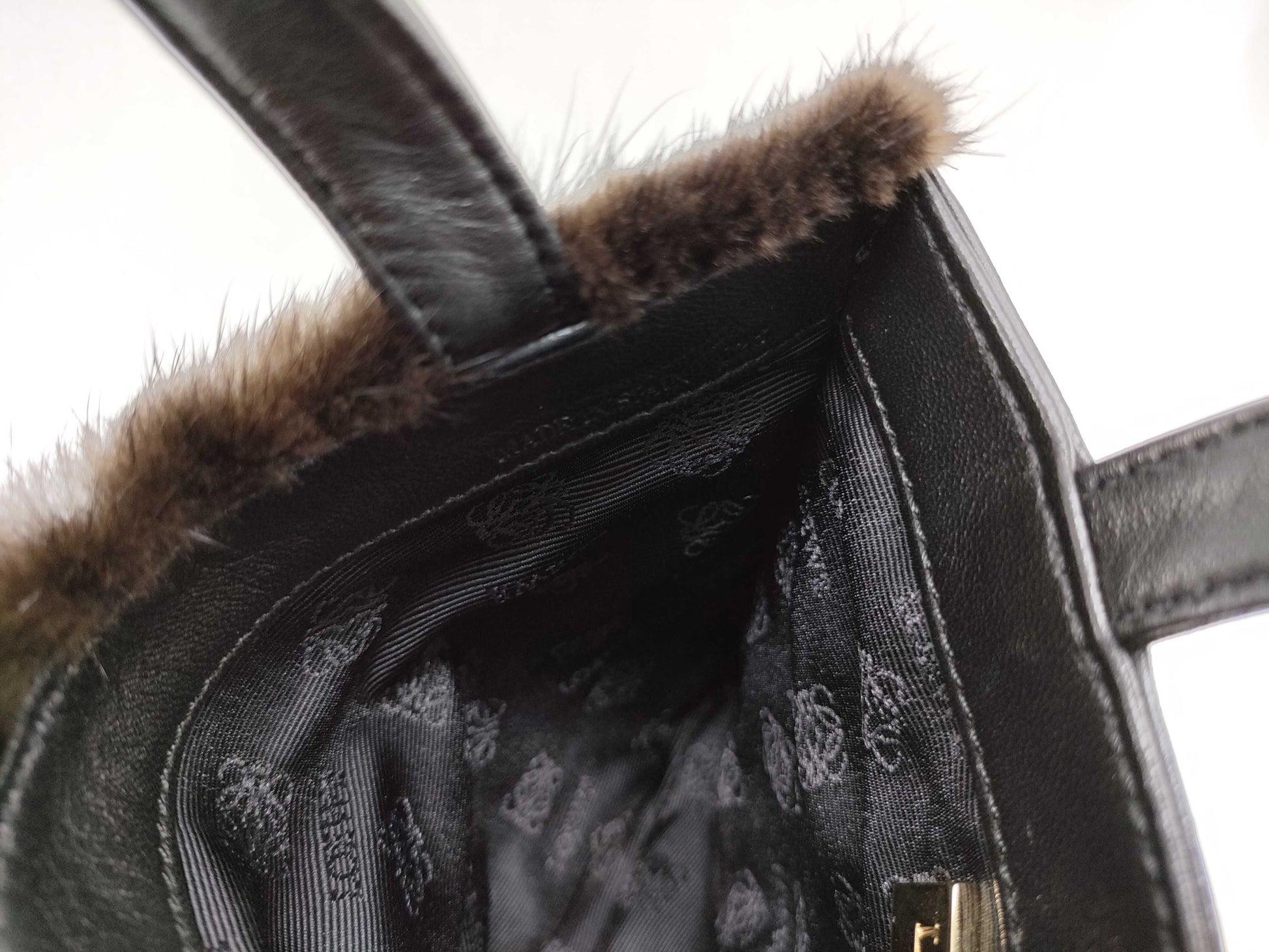 LOEWE Loewe handbag mini bag leather fur black brown handbag