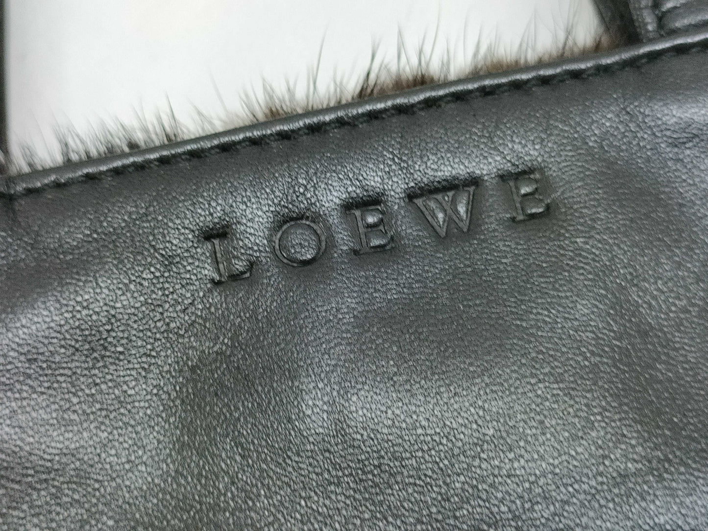 LOEWE Loewe handbag mini bag leather fur black brown handbag