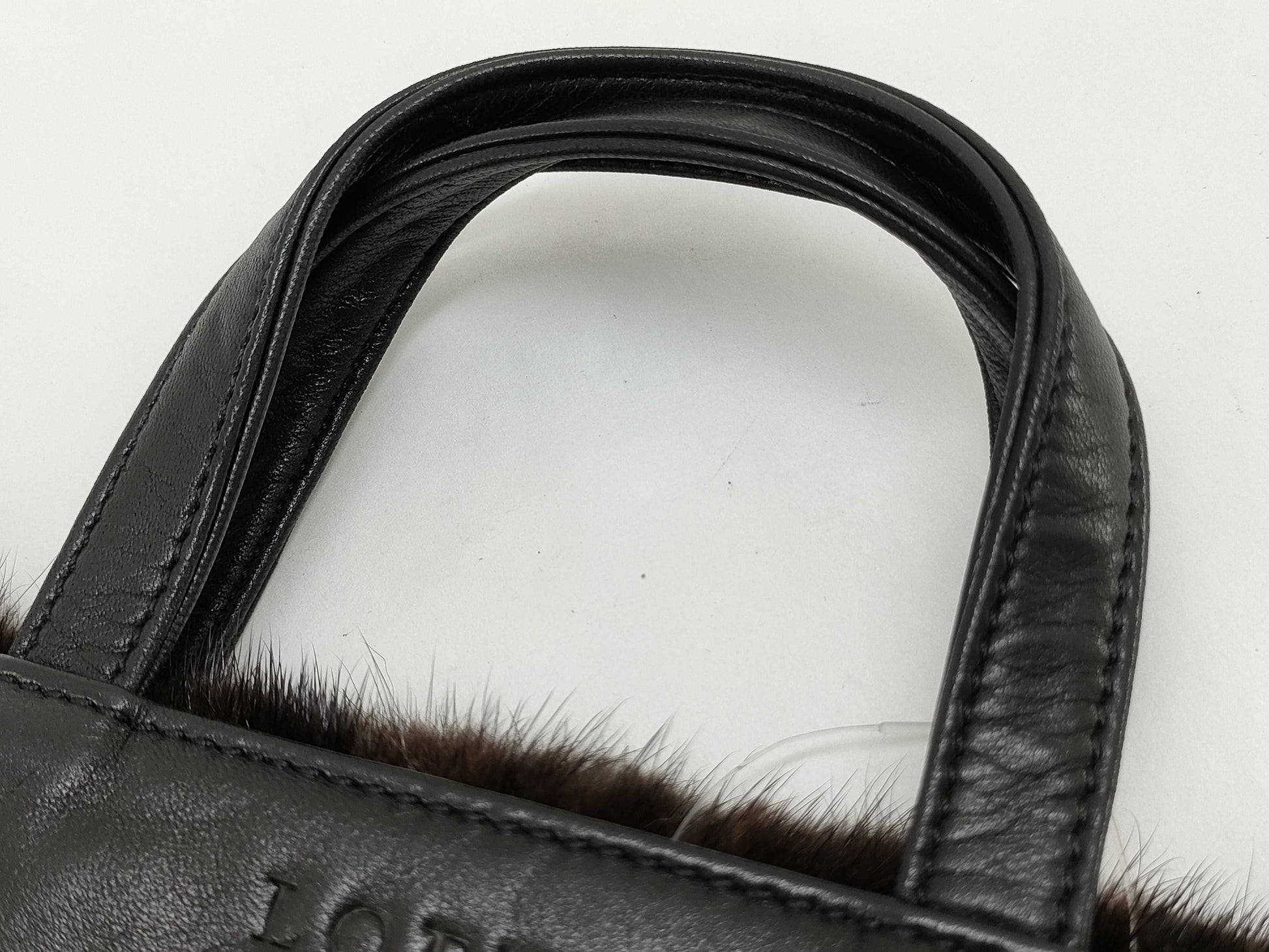 LOEWE Loewe handbag mini bag leather fur black brown handbag