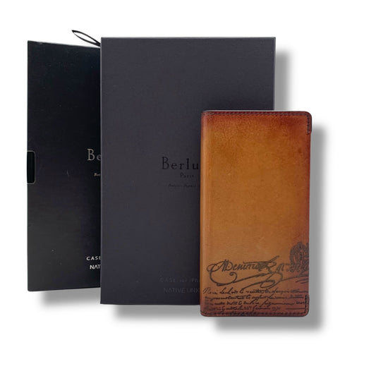 Berluti smartphone case with box and other accessories