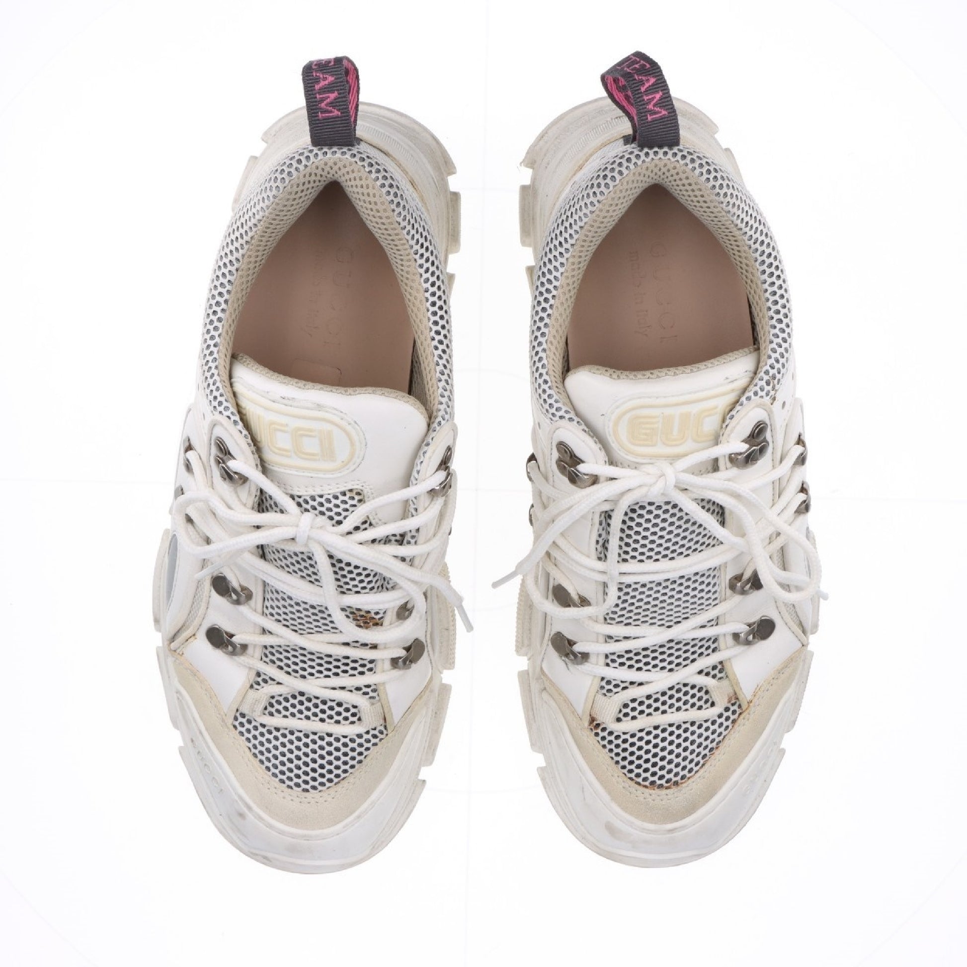 GUCCI Flashtrek Mesh and Leather Sneakers, Size 8 1/2