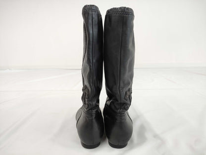CHANEL Boots/Size 38/Black/Leather Other Shoes