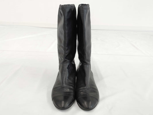 CHANEL Boots/Size 38/Black/Leather Other Shoes
