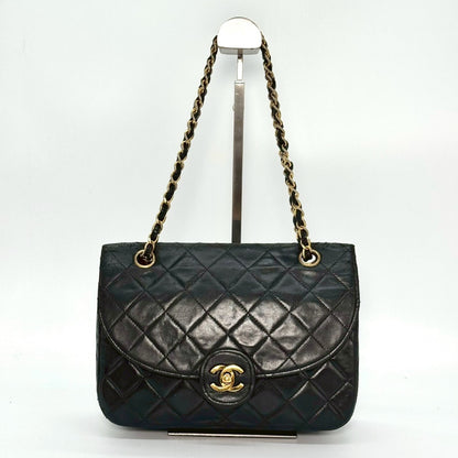 CHANEL Matelasse Lambskin Turnlock Chain Shoulder Bag, Black, No Serial Number Seal