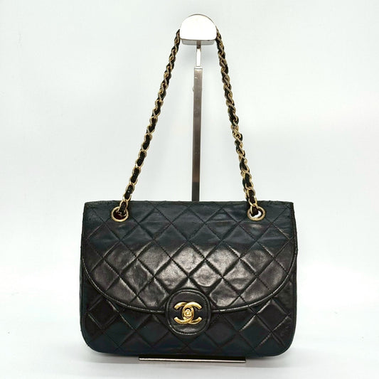 CHANEL Matelasse Lambskin Turnlock Chain Shoulder Bag, Black, No Serial Number Seal
