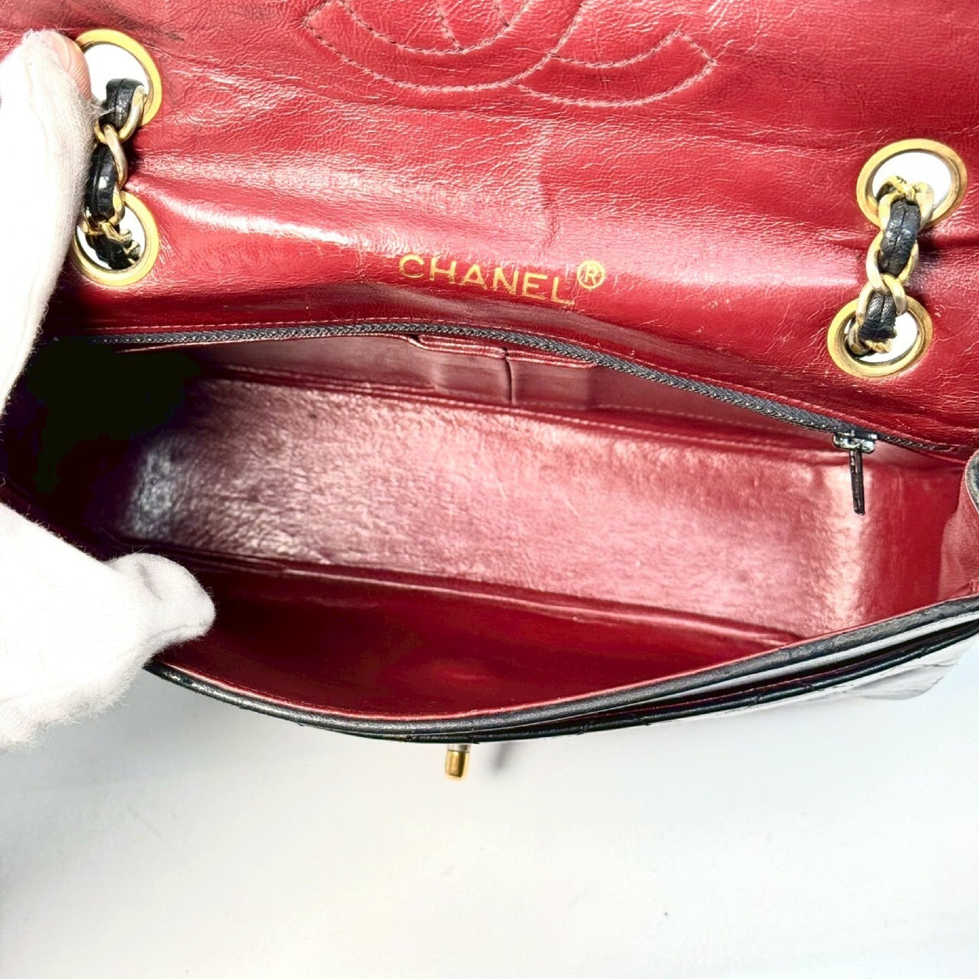 CHANEL Matelasse Lambskin Turnlock Chain Shoulder Bag, Black, No Serial Number Seal