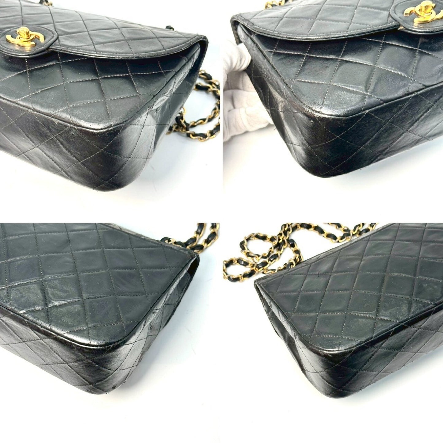 CHANEL Matelasse Lambskin Turnlock Chain Shoulder Bag, Black, No Serial Number Seal