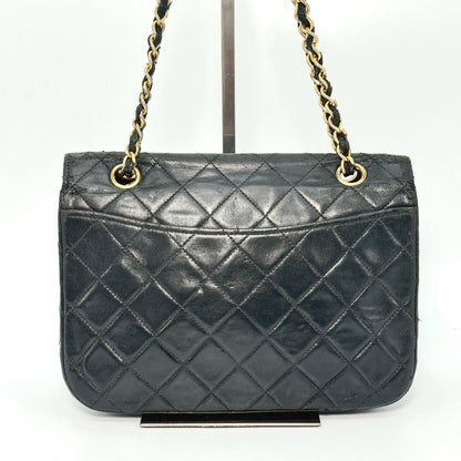 CHANEL Matelasse Lambskin Turnlock Chain Shoulder Bag, Black, No Serial Number Seal