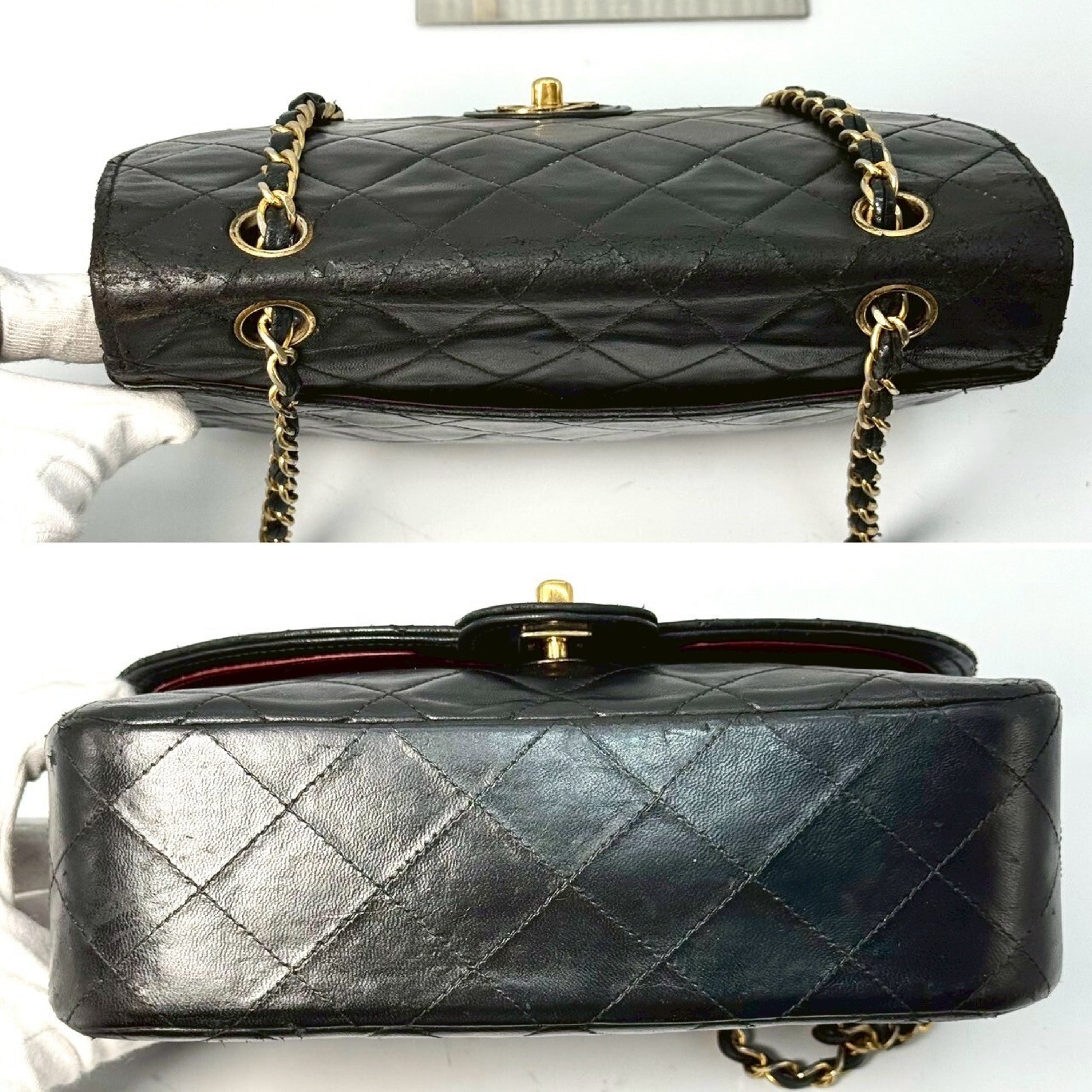 CHANEL Matelasse Lambskin Turnlock Chain Shoulder Bag, Black, No Serial Number Seal