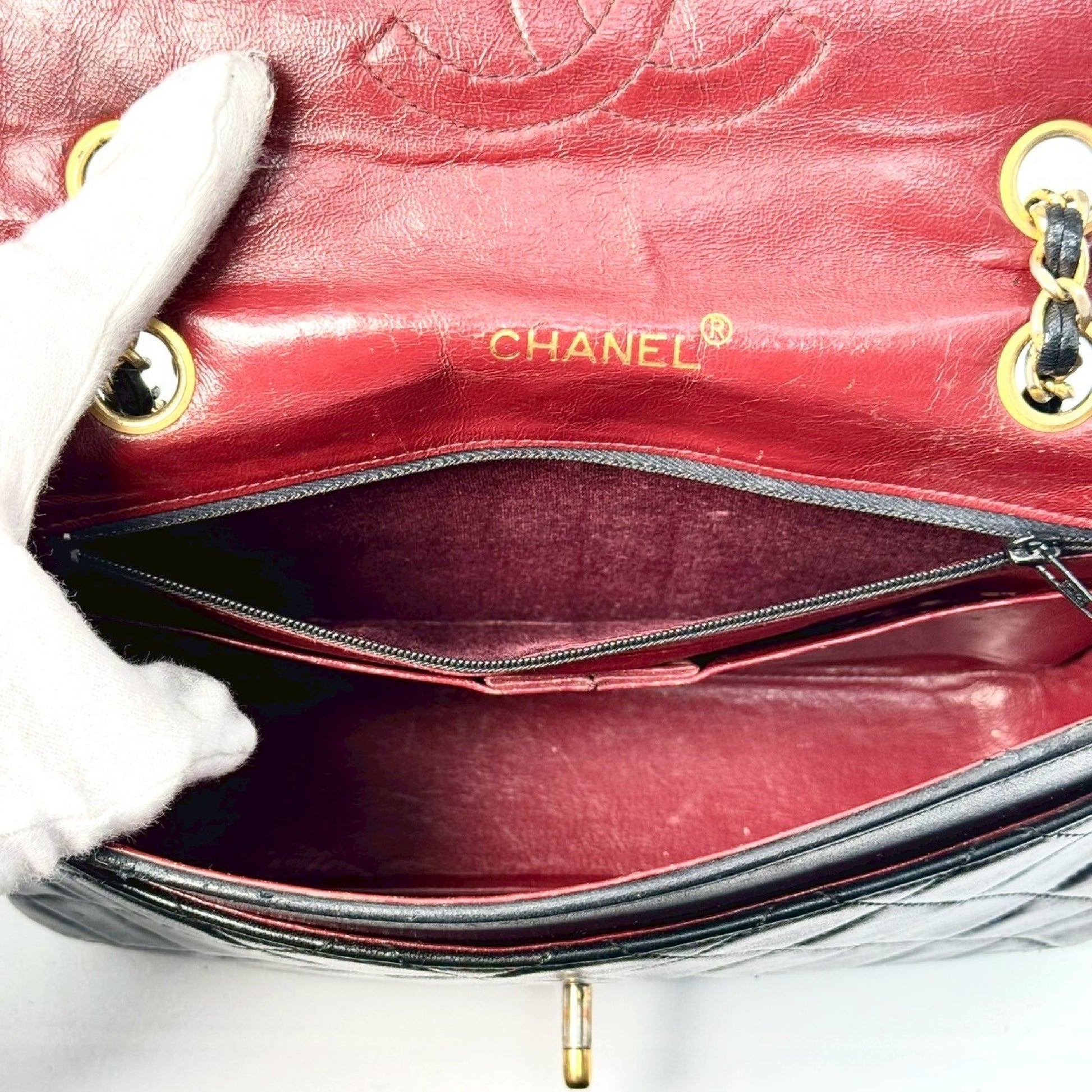 CHANEL Matelasse Lambskin Turnlock Chain Shoulder Bag, Black, No Serial Number Seal