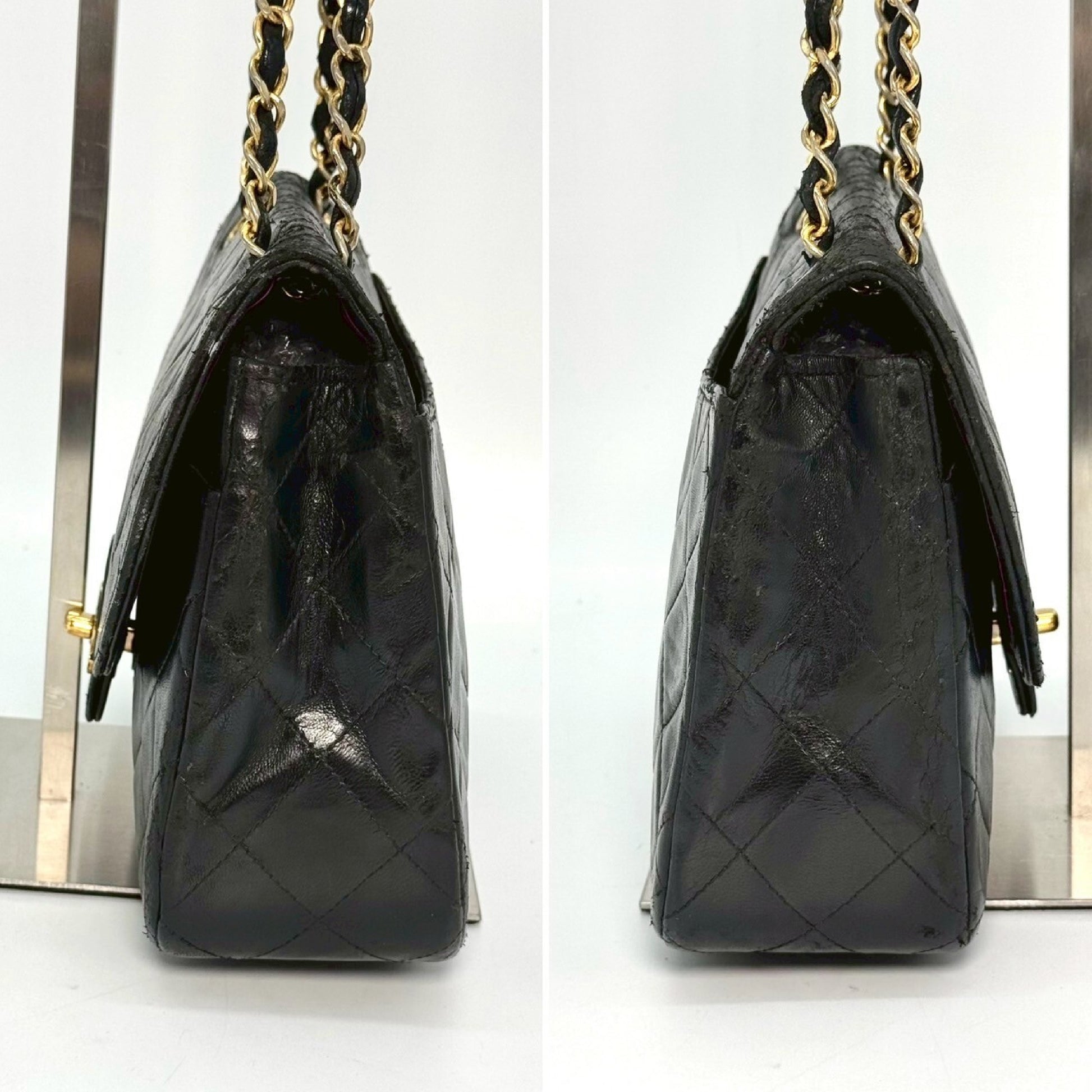 CHANEL Matelasse Lambskin Turnlock Chain Shoulder Bag, Black, No Serial Number Seal