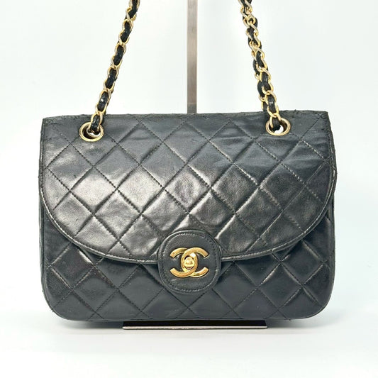 CHANEL Matelasse Lambskin Turnlock Chain Shoulder Bag, Black, No Serial Number Seal