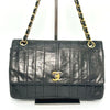 CHANEL Lambskin Double Flap Chain Shoulder Bag, Black