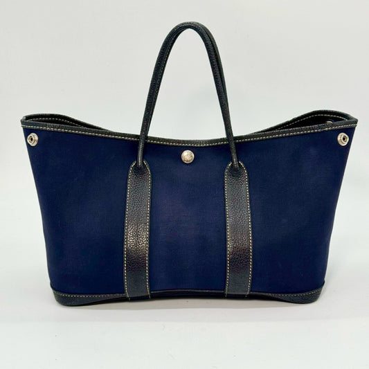 HERMES Garden Party TPM Toile Officier Navy H Tote Bag