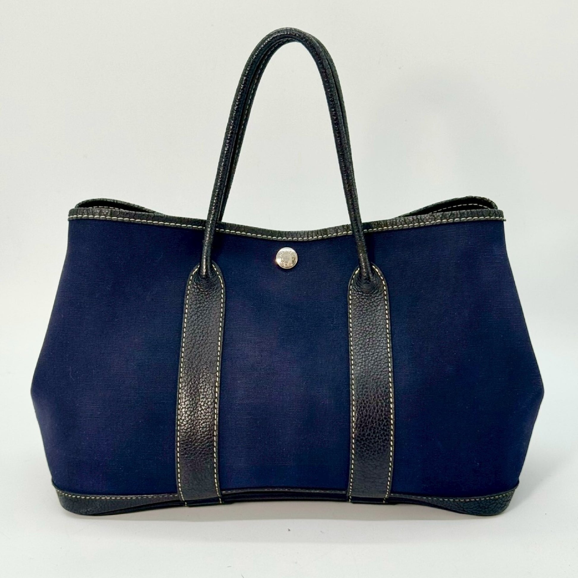 HERMES Garden Party TPM Toile Officier Navy H Tote Bag