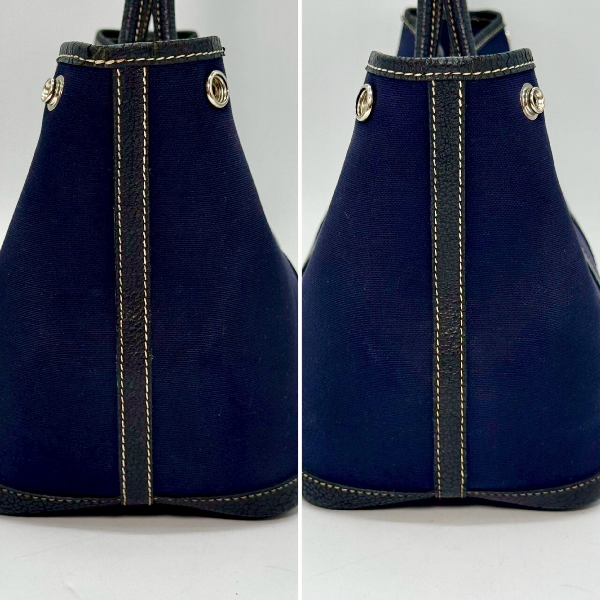 HERMES Garden Party TPM Toile Officier Navy H Tote Bag