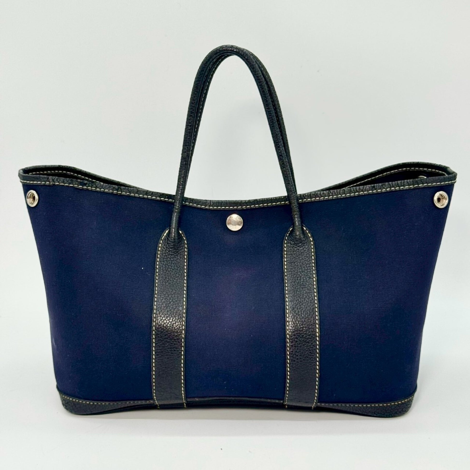 HERMES Garden Party TPM Toile Officier Navy H Tote Bag