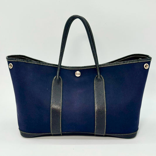 HERMES Garden Party TPM Toile Officier Navy H Tote Bag