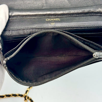 CHANEL Caviar Skin Coco Mark Chain Wallet Black 4269949 Shoulder Bag
