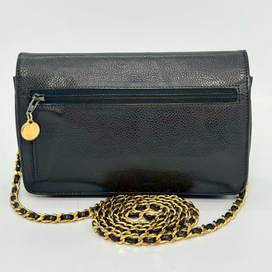 CHANEL Caviar Skin Coco Mark Chain Wallet Black 4269949 Shoulder Bag