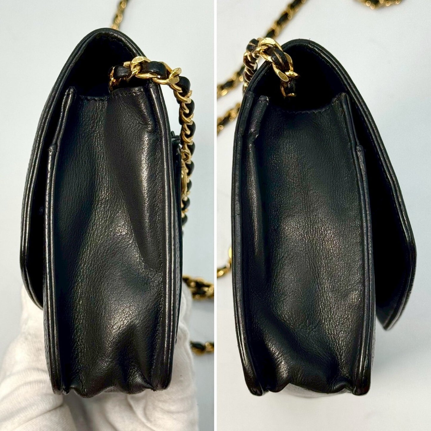 CHANEL Caviar Skin Coco Mark Chain Wallet Black 4269949 Shoulder Bag