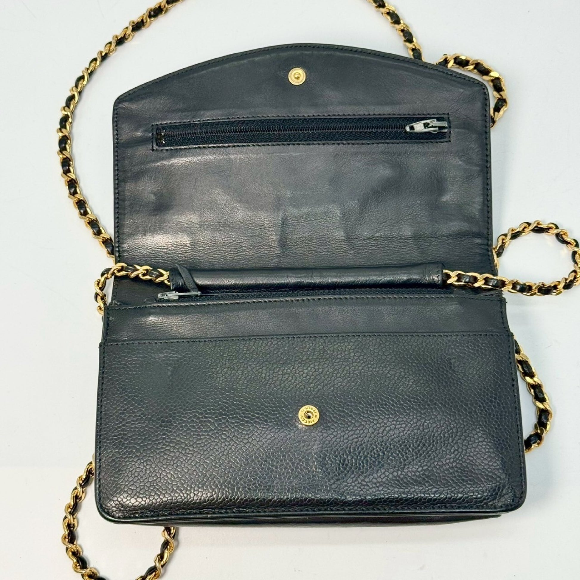 CHANEL Caviar Skin Coco Mark Chain Wallet Black 4269949 Shoulder Bag