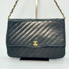 CHANEL Diagonal Stitch Lambskin Single Flap Chain Bag Black Shoulder Bag