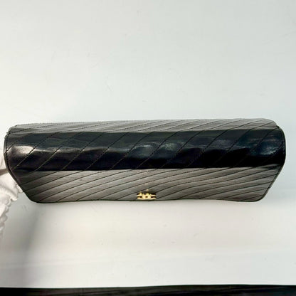 CHANEL Diagonal Stitch Lambskin Single Flap Chain Bag Black Shoulder Bag