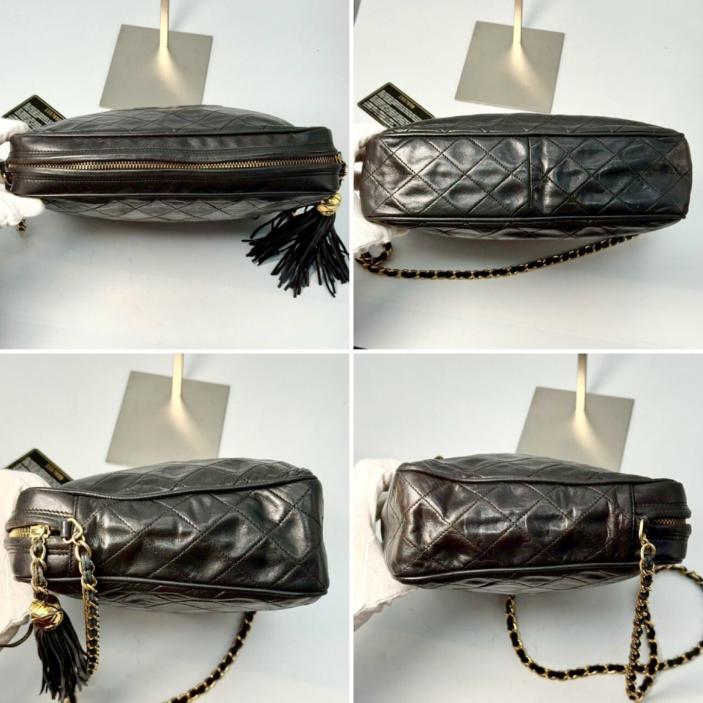 CHANEL Matelasse Fringed Chain Shoulder Bag, Black, 1557899, with Guarantee Card