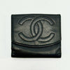CHANEL Caviar Skin Coco Mark Compact Wallet Black No Serial Seal