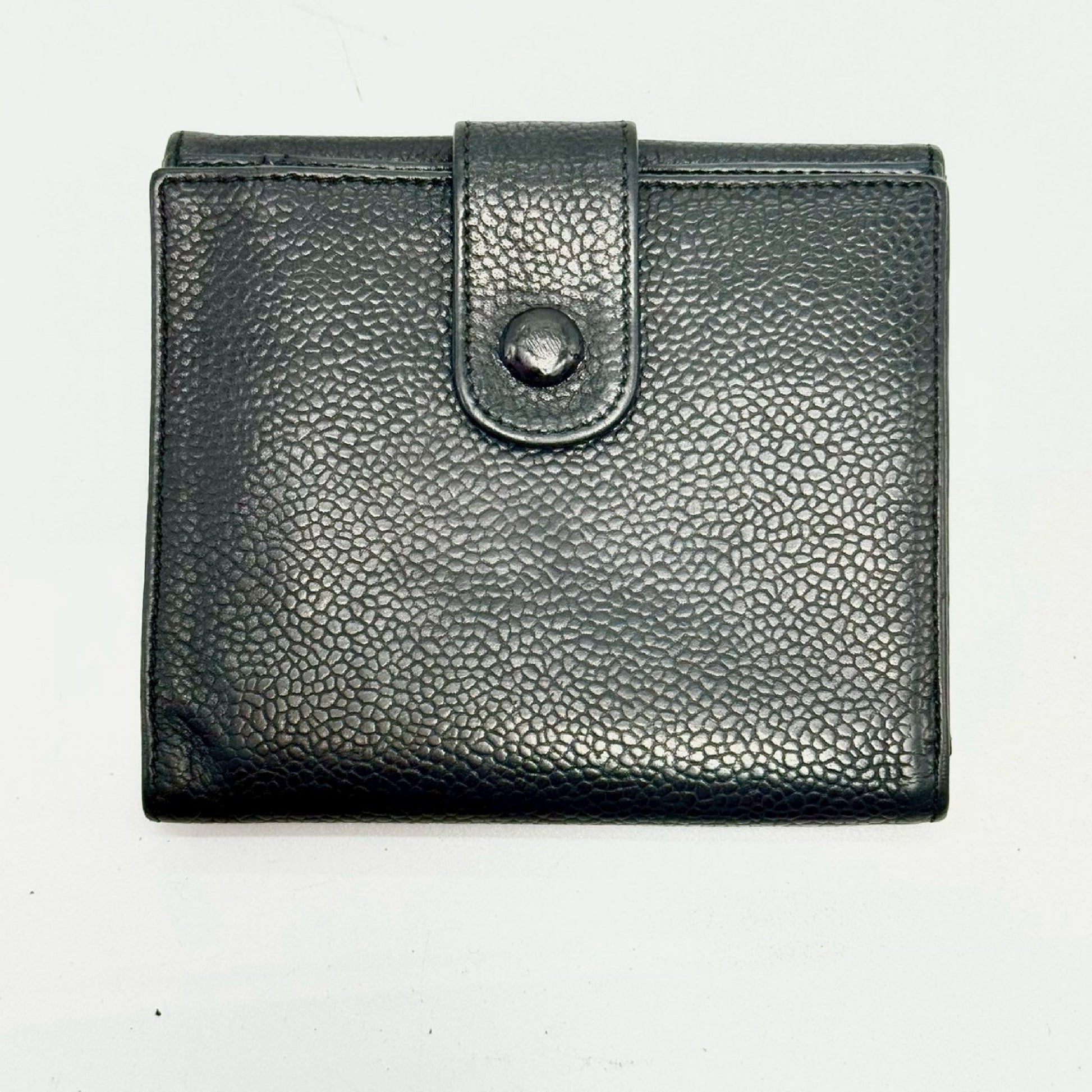 CHANEL Caviar Skin Coco Mark Compact Wallet Black No Serial Seal