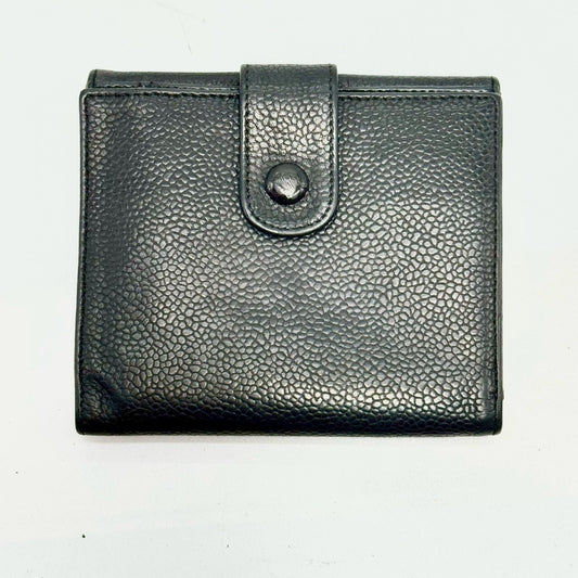 CHANEL Caviar Skin Coco Mark Compact Wallet Black No Serial Seal