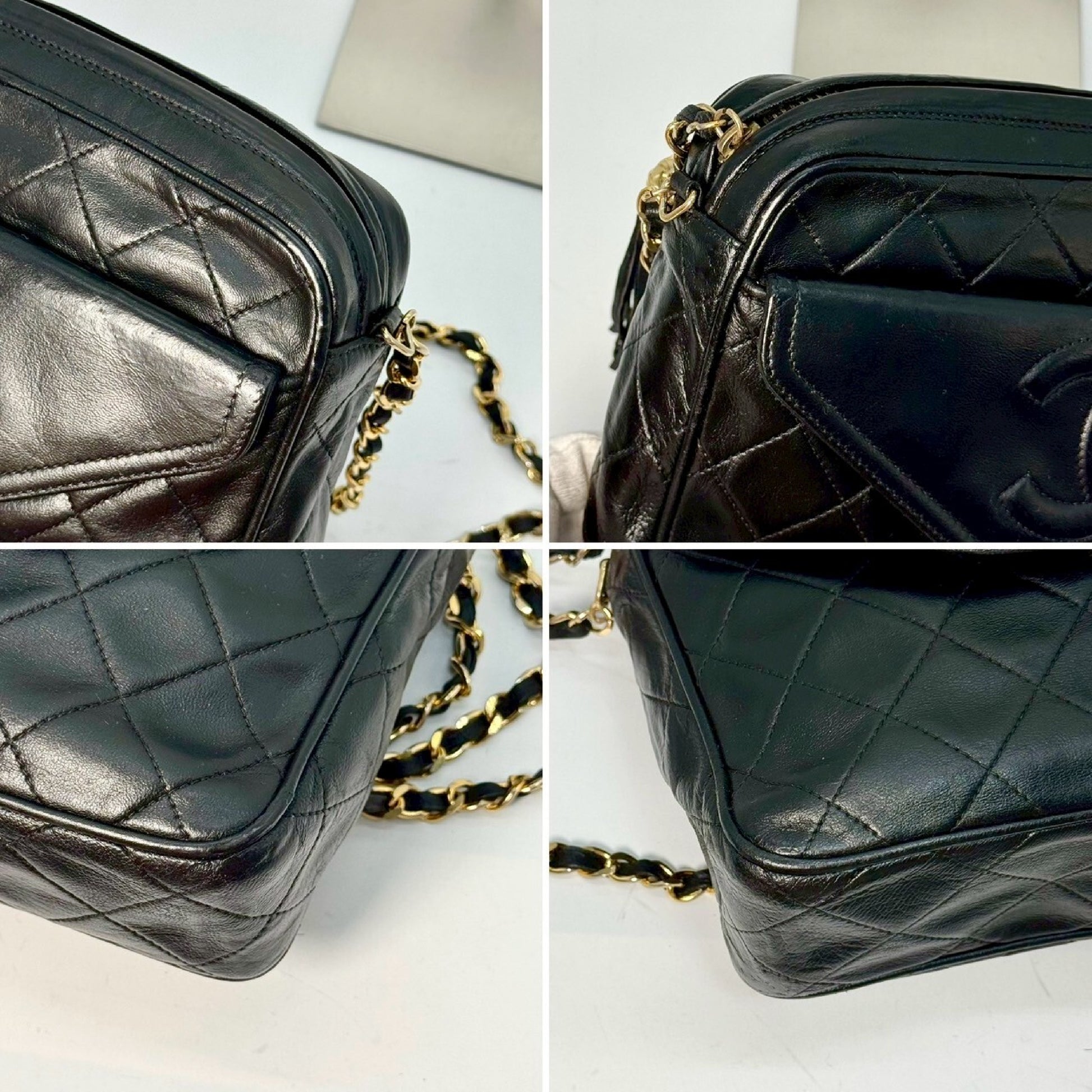CHANEL Matelasse Lambskin Fringed Chain Shoulder Bag, Black, 1725181
