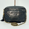 CHANEL Matelasse Lambskin Fringed Chain Shoulder Bag, Black, 1725181