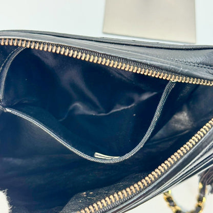 CHANEL Matelasse Lambskin Fringed Chain Shoulder Bag, Black, 1725181